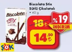 BİSCOLATA STİX SÜTLÜ ÇİKOLATALI 40 G